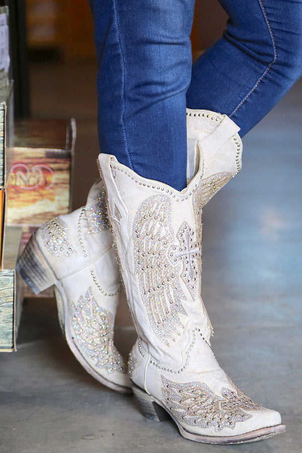 Rhinestone & Rivet Design Glittery Boots